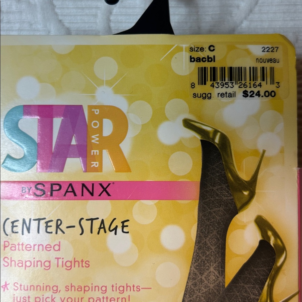 SPANX Star Power Patterned Shaping Tights - Black. New. Size C. Nouveau - Picture 2 of 7